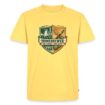 Brasseurs entre laboratoire et art | Brasseurs amateurs - T-shirt Premium bio Homme - jaune pastel - Devant - AI Model Male 185 dark (185cm)