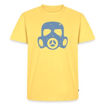 Grunge Gas Mask Nuclear Radioactive Particulate Matter - Men's Premium Organic T-Shirt - sky yellow - Front - AI Model Male 185 dark (185cm)