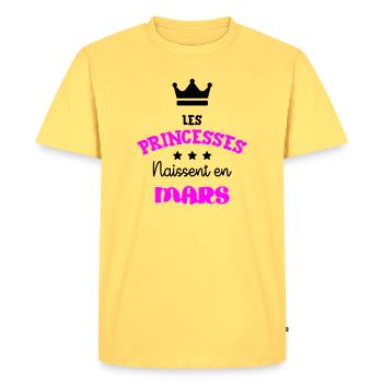 Princess born in March Great Birthday Gift - Men's Premium Organic T-Shirt - sky yellow - Front - AI Model Male 185 dark (185cm)