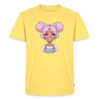 Vintage Japanese Bigfoot Gamer Anime Gaming - Men's Premium Organic T-Shirt - sky yellow - Front - AI Model Male 185 dark (185cm)