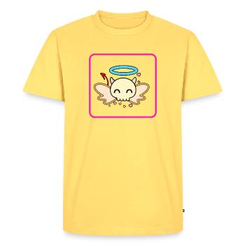 Ange du Crâne - T-shirt Premium bio Homme - jaune pastel - Devant - AI Model Male 185 dark (185cm)