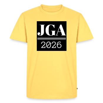 Chemise d’enterrement de vie de garçon - T-shirt Premium bio Homme - jaune pastel - Devant - AI Model Male 185 dark (185cm)
