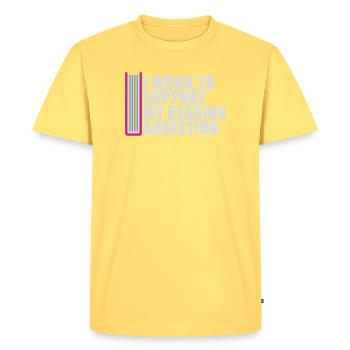 I Work To Support My Reading Addiction Books Logo - Men's Premium Organic T-Shirt - sky yellow - Front - AI Model Male 185 dark (185cm)