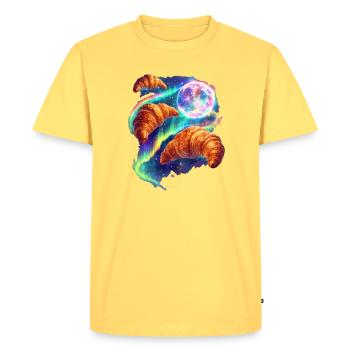 Cosmic croissants in the starry sky - Men's Premium Organic T-Shirt - sky yellow - Front - AI Model Male 185 dark (185cm)