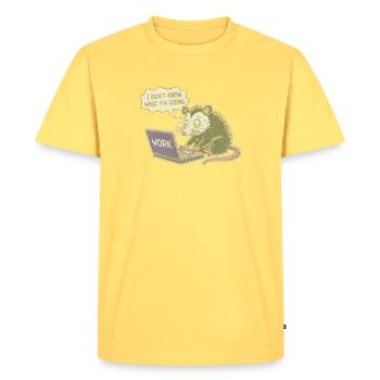 Confused rat at laptop while working - Men's Premium Organic T-Shirt - sky yellow - Front - AI Model Male 185 dark (185cm)