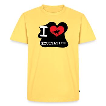 J'aime l'équitation : le logo des passionnés - T-shirt Premium bio Homme - jaune pastel - Devant - AI Model Male 185 dark (185cm)
