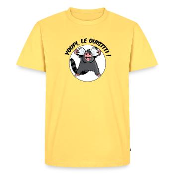 Youpi, le ouistiti ! - T-shirt Premium bio Homme - jaune pastel - Devant - AI Model Male 185 dark (185cm)