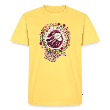 Cercle floral du Lion - T-shirt Premium bio Homme - jaune pastel - Devant - AI Model Male 185 dark (185cm)