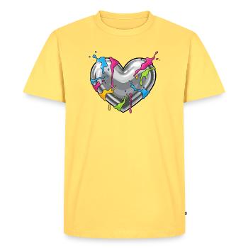 Metal heart with color shower - Men's Premium Organic T-Shirt - sky yellow - Front - AI Model Male 185 dark (185cm)