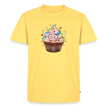 Colorful Cupcake with Eyes & Colors - Men's Premium Organic T-Shirt - sky yellow - Front - AI Model Male 185 dark (185cm)