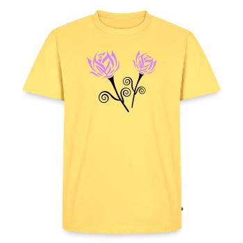 Roses - Men's Premium Organic T-Shirt - sky yellow - Front - AI Model Male 185 dark (185cm)