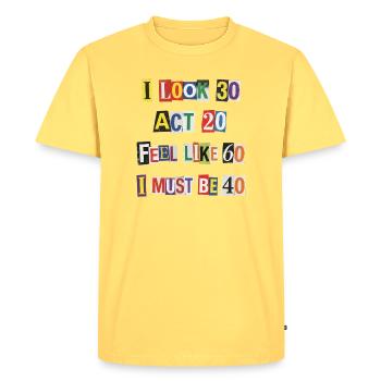 Age Mirror Collage of Years - Men's Premium Organic T-Shirt - sky yellow - Front - AI Model Male 185 dark (185cm)