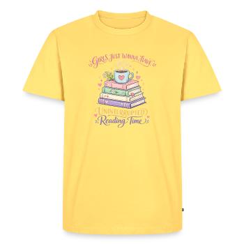 Girls Just want to Have Uninterrupted Reading Time - Men's Premium Organic T-Shirt - sky yellow - Front - AI Model Male 185 dark (185cm)
