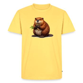 Beaver Animal Wilderness - Men's Premium Organic T-Shirt - sky yellow - Front - AI Model Male 185 dark (185cm)