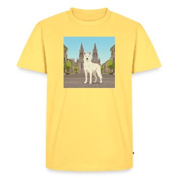 Can de Palleiro Peregrino - Men's Premium Organic T-Shirt - sky yellow - Front - AI Model Male 185 dark (185cm)