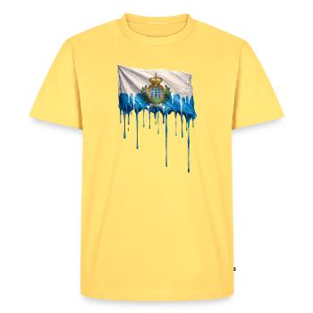 Art de la goutte du drapeau de Saint-Marin - T-shirt Premium bio Homme - jaune pastel - Devant - AI Model Male 185 dark (185cm)
