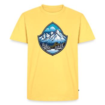 Mountains - Men's Premium Organic T-Shirt - sky yellow - Front - AI Model Male 185 dark (185cm)