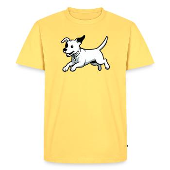 Playful Dog Cartoon - Men's Premium Organic T-Shirt - sky yellow - Front - AI Model Male 185 dark (185cm)