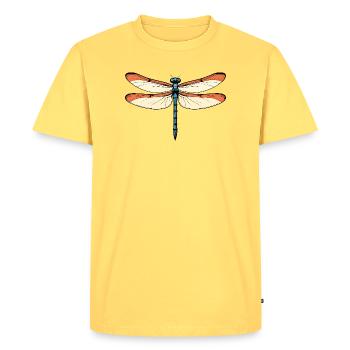 Libellule bleu-orangée - T-shirt Premium bio Homme - jaune pastel - Devant - AI Model Male 185 dark (185cm)