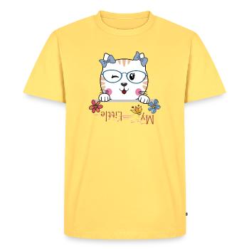 Chat avec des lunettes et des fleurs - T-shirt Premium bio Homme - jaune pastel - Devant - AI Model Male 185 dark (185cm)