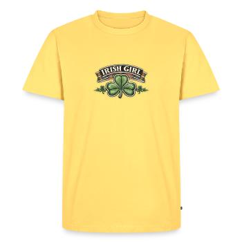 Emblème du trèfle irlandais - T-shirt Premium bio Homme - jaune pastel - Devant - AI Model Male 185 dark (185cm)