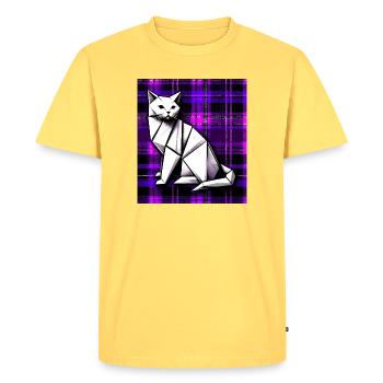 cat - Men's Premium Organic T-Shirt - sky yellow - Front - AI Model Male 185 dark (185cm)