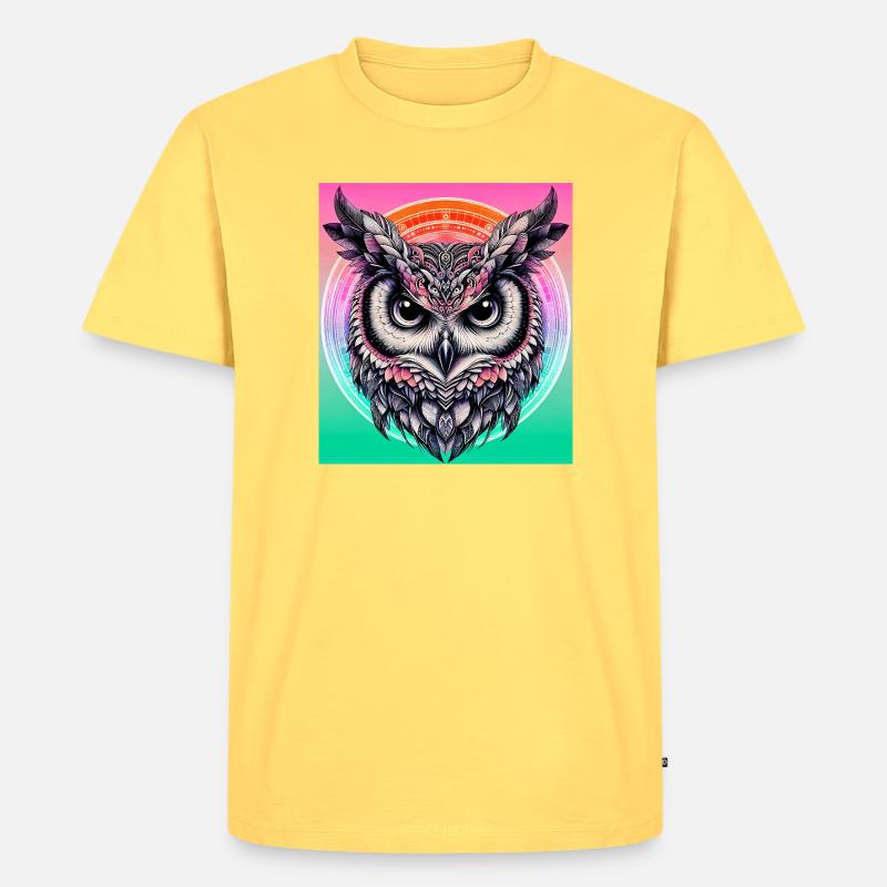 Eule - Männer Premium Bio T-Shirt - Pastellgelb