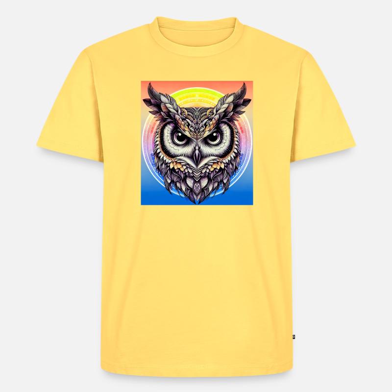 Eule - Männer Premium Bio T-Shirt - Pastellgelb
