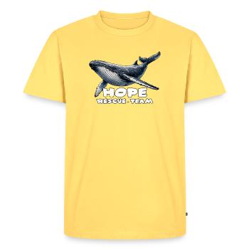 Hope Rescue Team Whale Baltic Sea - Men's Premium Organic T-Shirt - sky yellow - Front - AI Model Male 185 dark (185cm)