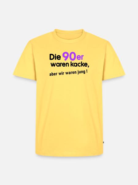 90er waren kacke - Männer Premium Bio T-Shirt - Pastellgelb