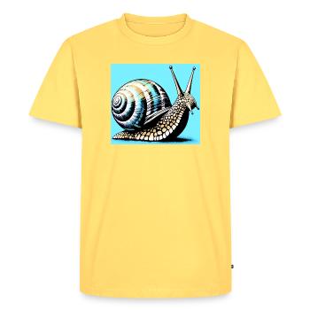 Escargot - T-shirt Premium bio Homme - jaune pastel - Devant - AI Model Male 185 dark (185cm)