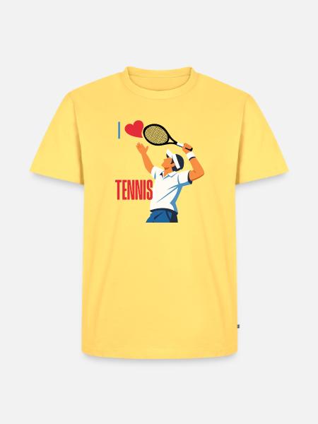 I Love Tennis Illustration - Männer Premium Bio T-Shirt - Pastellgelb