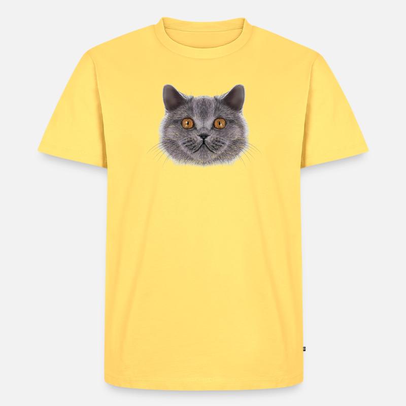 Britisch-Kurzhaar-Katze  - Männer Premium Bio T-Shirt - Pastellgelb