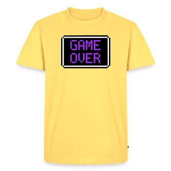 Game Over Shield Rétro Gamer - T-shirt Premium bio Homme - jaune pastel - Devant - AI Model Male 185 dark (185cm)