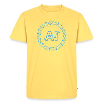 Futuristic AI Data Network Symbol - T-shirt Premium bio Homme - jaune pastel - Devant - AI Model Male 185 dark (185cm)