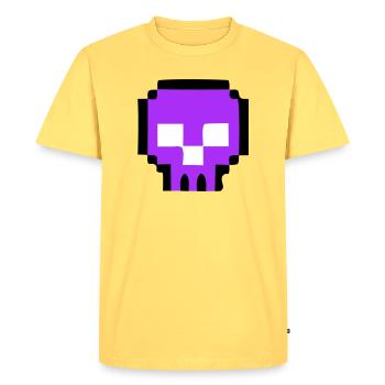 Pixel Skull Game Over - Men's Premium Organic T-Shirt - sky yellow - Front - AI Model Male 185 dark (185cm)