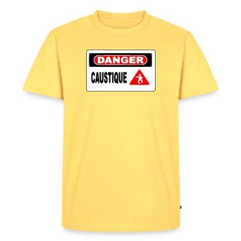 Panneau Danger Caustique - T-shirt Premium bio Homme - jaune pastel - Devant - AI Model Male 185 dark (185cm)