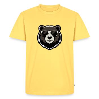 Urban Bear Dark Glasses - Men's Premium Organic T-Shirt - sky yellow - Front - AI Model Male 185 dark (185cm)