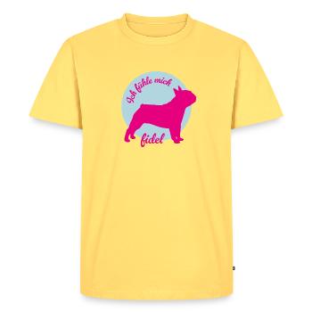 Pug Dogs Pug Humor Office Life Wauwau Fan - Men's Premium Organic T-Shirt - sky yellow - Front - AI Model Male 185 dark (185cm)