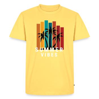Ambiance estivale - T-shirt Premium bio Homme - jaune pastel - Devant - AI Model Male 185 dark (185cm)