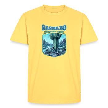Saguaro National Park Coat of Arms - Men's Premium Organic T-Shirt - sky yellow - Front - AI Model Male 185 dark (185cm)