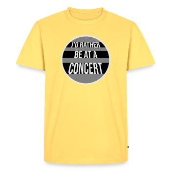 Je préférerais être à un concert Lustig Musik Konzert - T-shirt Premium bio Homme - jaune pastel - Devant - AI Model Male 185 dark (185cm)