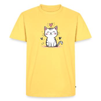 Chat Gribouillis Mignon - T-shirt Premium bio Homme - jaune pastel - Devant - AI Model Male 185 dark (185cm)