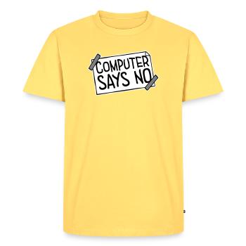 Computer Says No Funny Programmer Nerd Technique - Men's Premium Organic T-Shirt - sky yellow - Front - AI Model Male 185 dark (185cm)