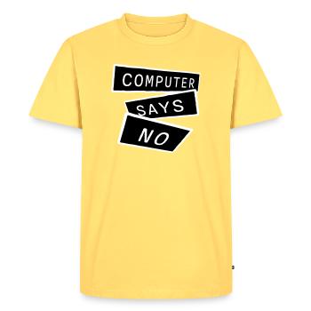 Computer Says No Funny Programmer Nerd Technique - Men's Premium Organic T-Shirt - sky yellow - Front - AI Model Male 185 dark (185cm)