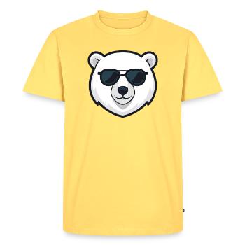 Polar Bear Black Glasses - Men's Premium Organic T-Shirt - sky yellow - Front - AI Model Male 185 dark (185cm)