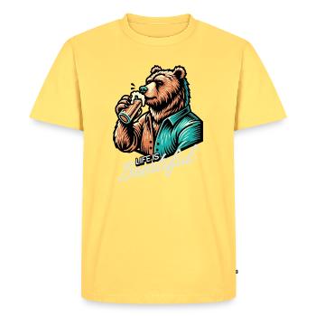 Vie de boisson - T-shirt Premium bio Homme - jaune pastel - Devant - AI Model Male 185 dark (185cm)