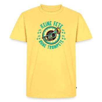 Pas de fête sans trompette, fanfare, cuivres, jazz - T-shirt Premium bio Homme - jaune pastel - Devant - AI Model Male 185 dark (185cm)