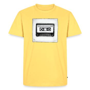 Cassette - œuvres sculptées à la main - T-shirt Premium bio Homme - jaune pastel - Devant - AI Model Male 185 dark (185cm)