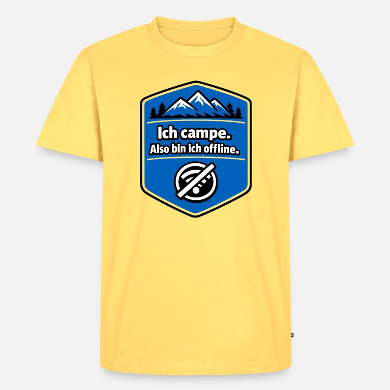 Camping - ich bin offline - Männer Premium Bio T-Shirt - Pastellgelb